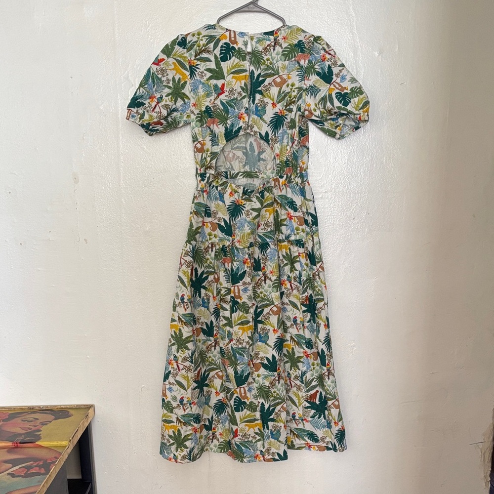 MELLODAY Green and White Tropical Midi Dress - Picture 3 of 11